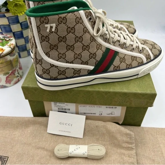 Men's Gucci 1977 tennis hightop sneakers size 11.5 made in Italy